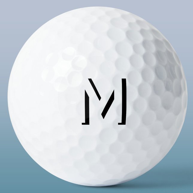 Pelotas De Golf Sombra de caída inicial monograma simple personali (Modern monogram initial drop shadow typography personalized golf ball)