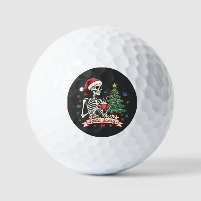 Pelotas De Golf Sorta Merry Sorta Scary Spooky Skeleton Xmas (Anverso)