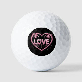 Pelotas De Golf Sparkling Cat Love