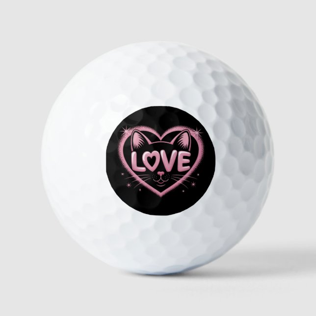 Pelotas De Golf Sparkling Cat Love (Anverso)