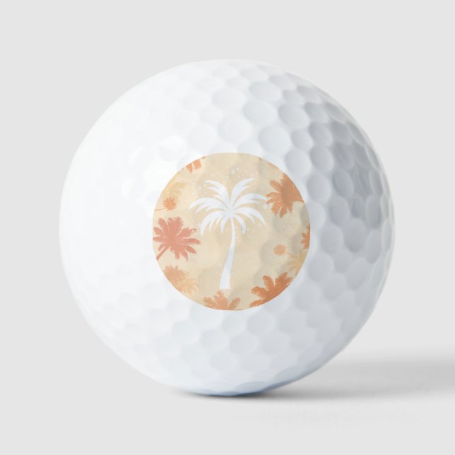 Pelotas De Golf Sparkling Tropical Palm Tree Silhouette (Anverso)