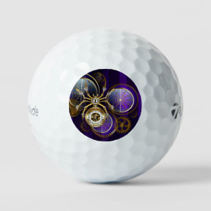 Pelotas De Golf Spider Steampunk sobre fondo morado