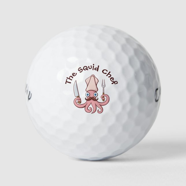 Pelotas De Golf Squid Chef Personalizado (Anverso)