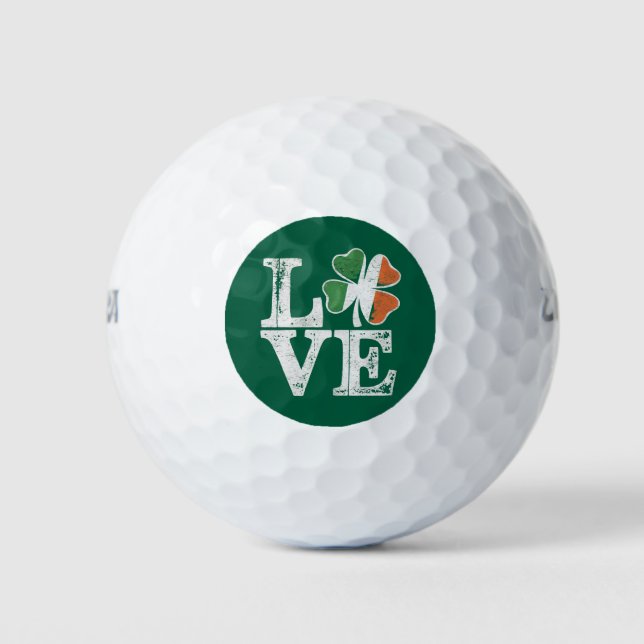 Pelotas De Golf St Patrics Day Love Lucky Irish Shamrock Green (Anverso)