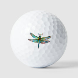 Pelotas De Golf Stained Glass Colorful Dragonfly