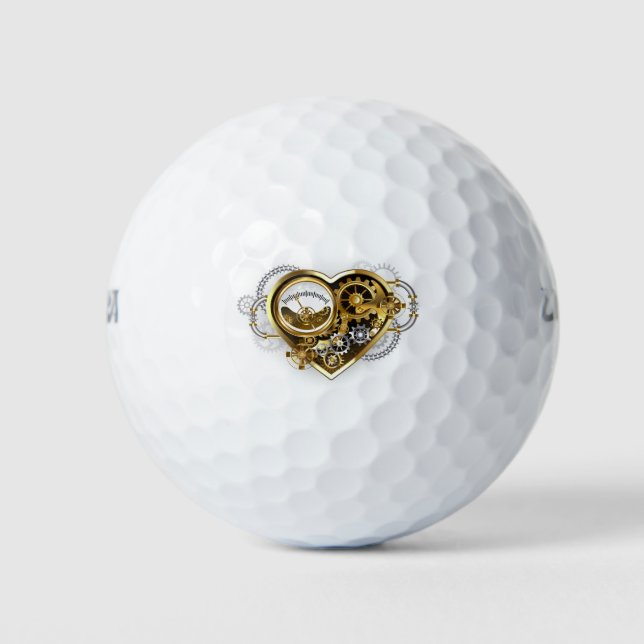 Pelotas De Golf Steampunk Heart with a Manometer (Anverso)