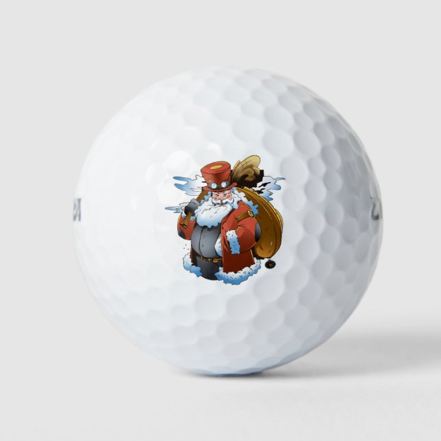 Pelotas De Golf Steampunk Santa Christmas Vintage Style (Anverso)