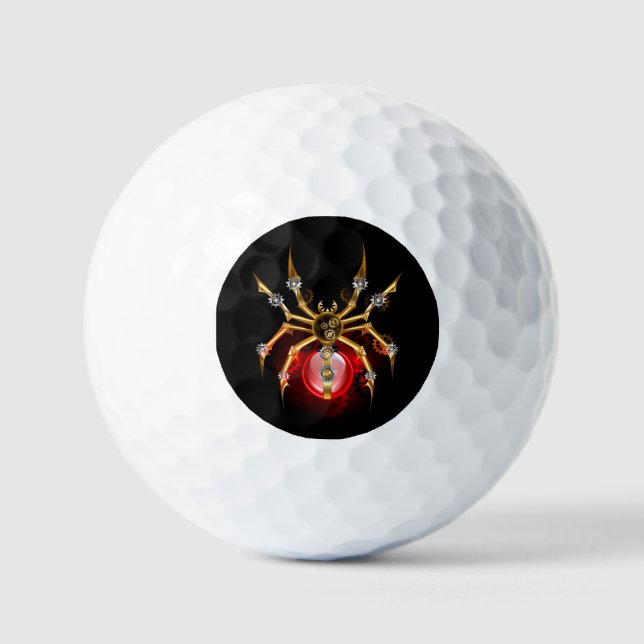 Pelotas De Golf Steampunk spider on black (Anverso)