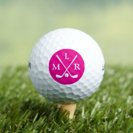 Pelotas De Golf Su marca de monograma moderno rosa caliente