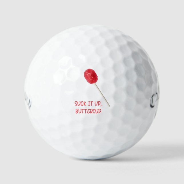 Pelotas De Golf Suck It Up Buttercup with Red Lollipop (Anverso)
