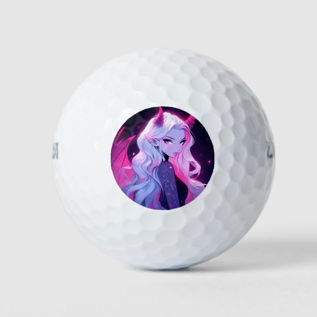 Pelotas De Golf Sucubus Koakuma Chica de Anime Rosado (Anverso)