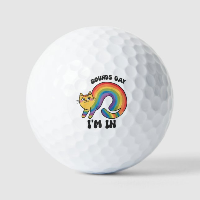 Pelotas De Golf Suena gay, estoy adentro - Gato arcoiris Orgullo L (Anverso)