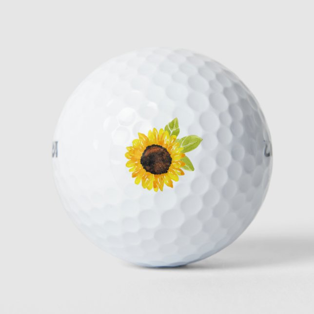 Pelotas De Golf Sunflower acuarela pintada a mano (Anverso)