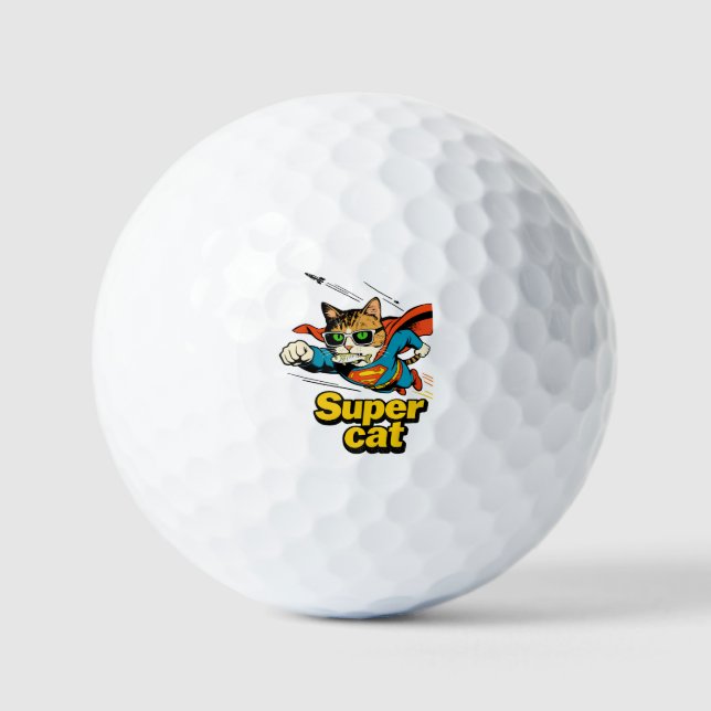 Pelotas De Golf Super Gato Vuela con Pescado  (Anverso)