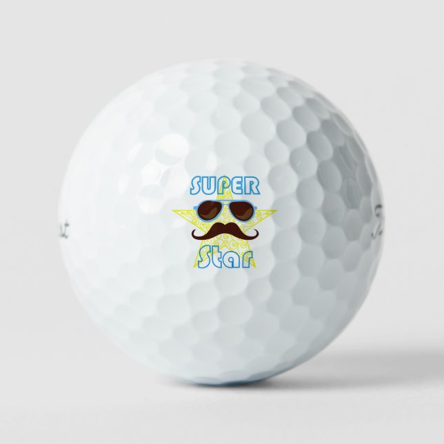 Pelotas De Golf Superestrella con gafas de sol y bigote (Anverso)
