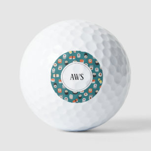 Pelotas De Golf Sushi Nigiri Maki Roll Monograma de arte de la com