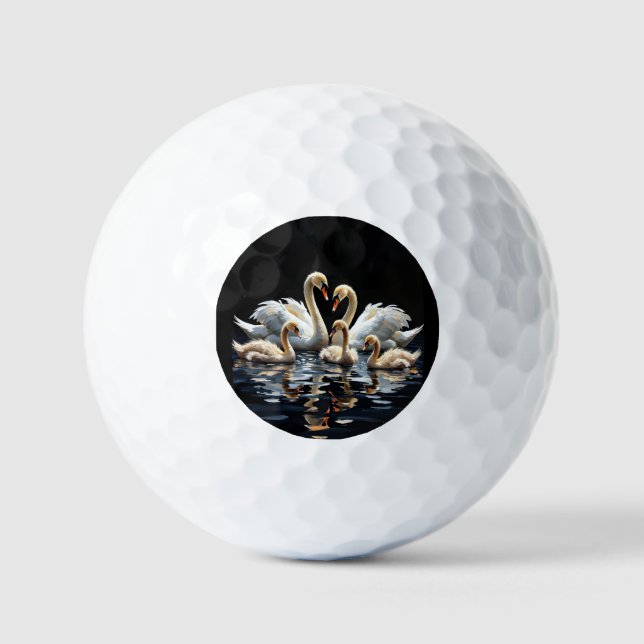 Pelotas De Golf Swan Family on Black Lake Artwork (Anverso)