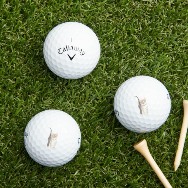 Pelotas De Golf Tabby Cat Golf Balls (Césped in situ)
