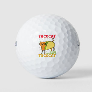 Pelotas De Golf Tacocat deletreado al revés Tacos Gatos Cinco De M