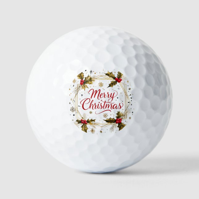 Pelotas De Golf Tarjeta clásica de navidad con diseño Holly (Anverso)