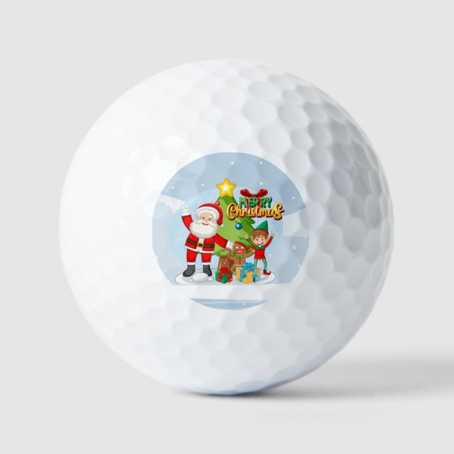 Pelotas De Golf Tarjeta de Navidades festivos de Santa y amigos (Anverso)