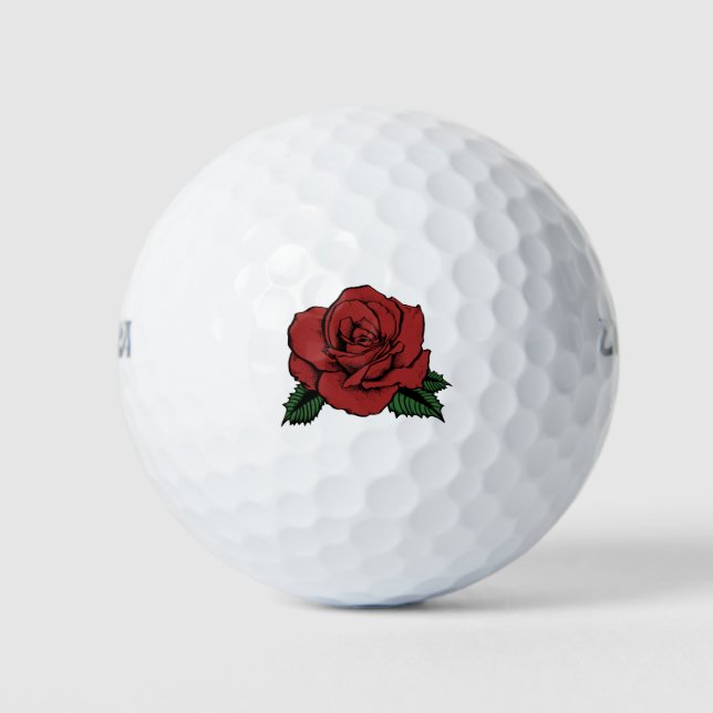 Pelotas De Golf tatuaje de rosa roja (Anverso)