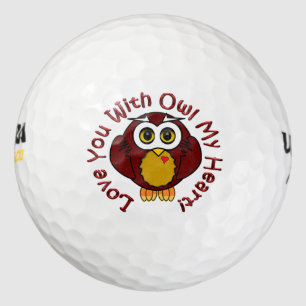 Pelotas De Golf ¡Te Amo Con Owl Mi Corazón! -Búho