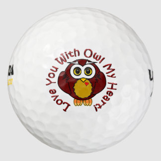 Pelotas De Golf ¡Te Amo Con Owl Mi Corazón! -Búho