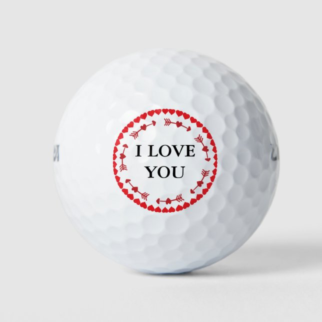 Pelotas De Golf Te Amo San Valentín de amor romántico moderno (Anverso)