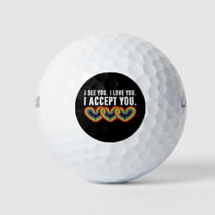 Pelotas De Golf Te veo te amo te acepto arcoíris LGBTQ