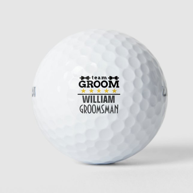 Pelotas De Golf Team Groom | Groomsman | Soltero | Blanco negro (Anverso)