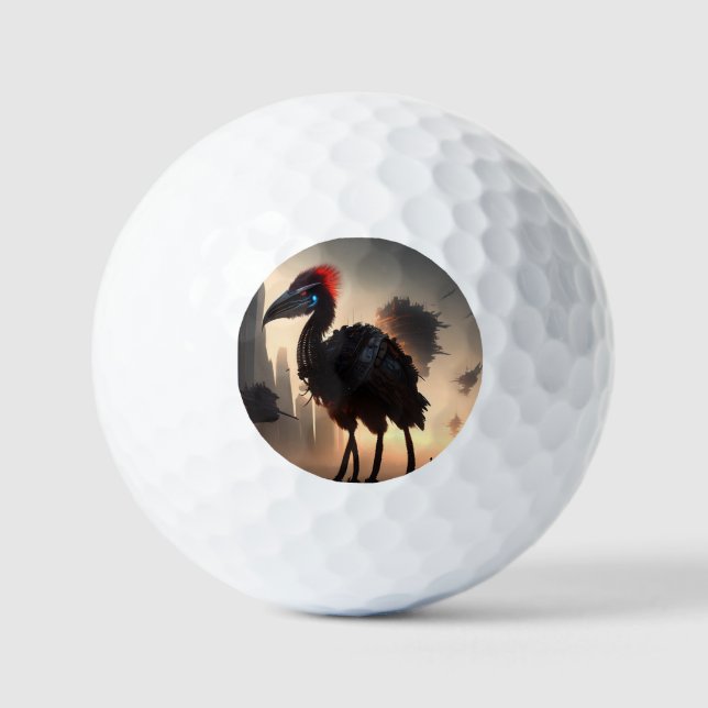 Pelotas De Golf "Techno-Feathers: The Futuristic Emu Robot" (Anverso)