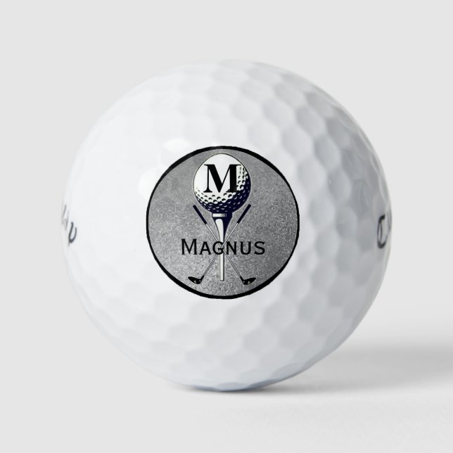 Pelotas De Golf Tee de golf Plateado Monogramado (Anverso)