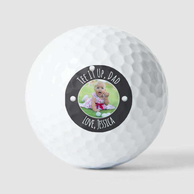 Pelotas De Golf Tee It Up Papá Foto Personalizada (Anverso)