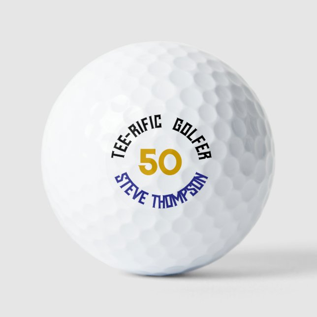 Pelotas De Golf Tee-rific 50 cumpleaños personalizado (Anverso)