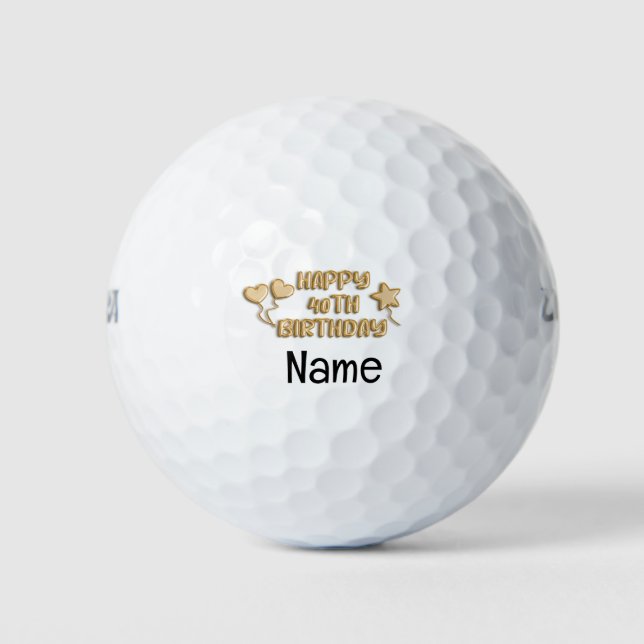 Pelotas De Golf tema de cumpleaños 40 para golfista (Anverso)