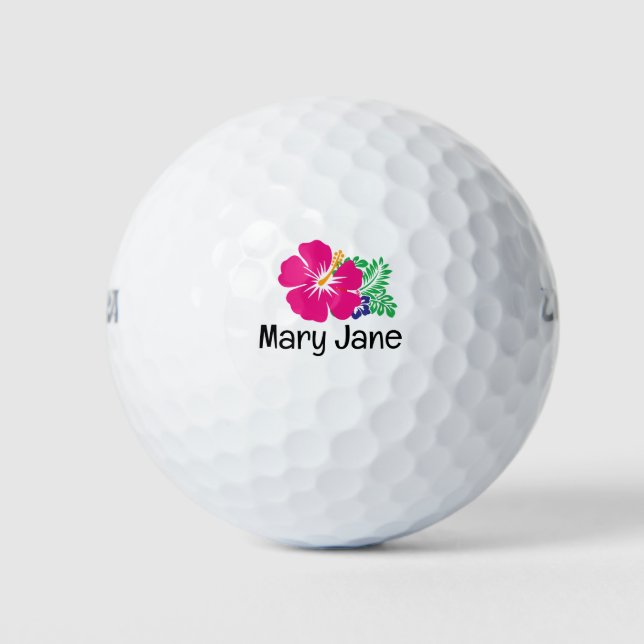 Pelotas De Golf Tema hawaiano con flor hibiscus para golfista (Anverso)