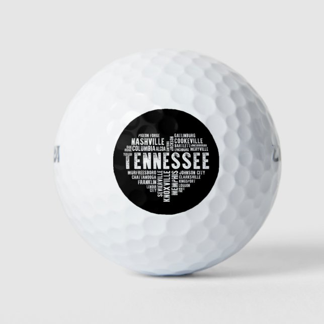 Pelotas De Golf Tennessee Heart Love Knoxville Nashville Memphis (Anverso)