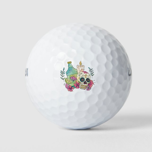 Pelotas De Golf Tequila Sugar Skull (Anverso)