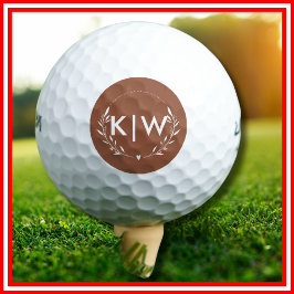 Pelotas De Golf Terracota y blanco | Monograma de Iniciales Modern