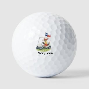 Pelotas De Golf Texas Golfer conduce un carrito de golf con bander