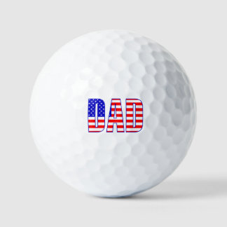 Pelotas De Golf Texto con patrones de la bandera norteamericana de