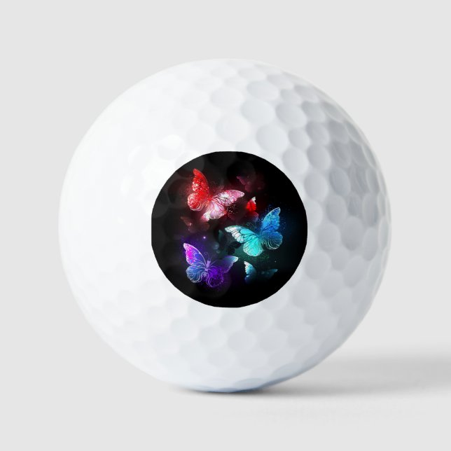 Pelotas De Golf Three Glowing Butterflies on night background (Anverso)