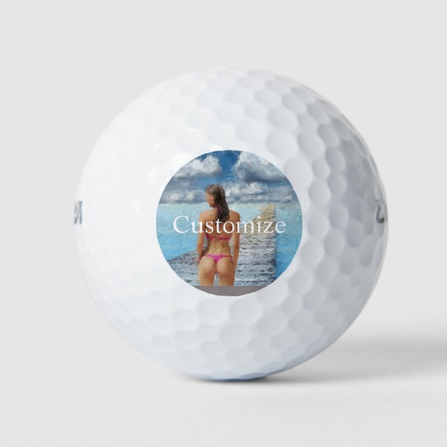 Pelotas De Golf Thunder_Cove, Chica de bikini (Anverso)