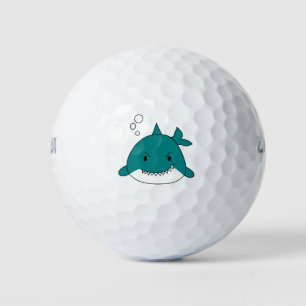 Pelotas De Golf Tiburón de dibujos animados azul y blanco