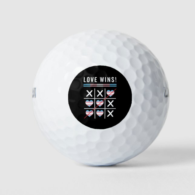 Pelotas De Golf Tic Tac Toe Love gana el orgullo transgénero LGBTQ (Anverso)