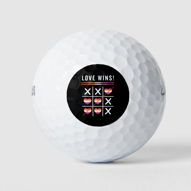 Pelotas De Golf Tic Tac Toe Love Gana Orgullo Lésbico LGBTQ (Anverso)