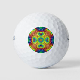 Pelotas De Golf Tie Dye Sky Vintage Fractal Kaleidoscope