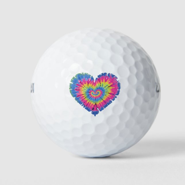 Pelotas De Golf Tie Dye Valentines Colorful Hearts Day (Anverso)