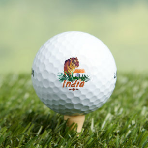 Pelotas De Golf Tigre de la India con bandera retro Lotus souvenir